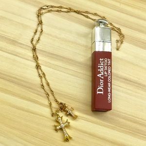 chrome hearts 22k gold diamond cross necklace